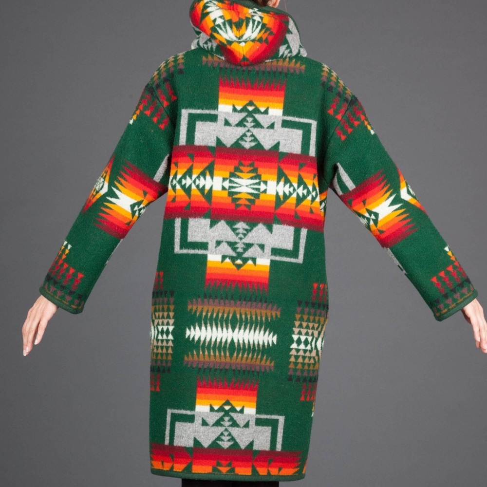 Vintage Pendleton Green Chief Joseph Wool Blanket Coat Very Rare